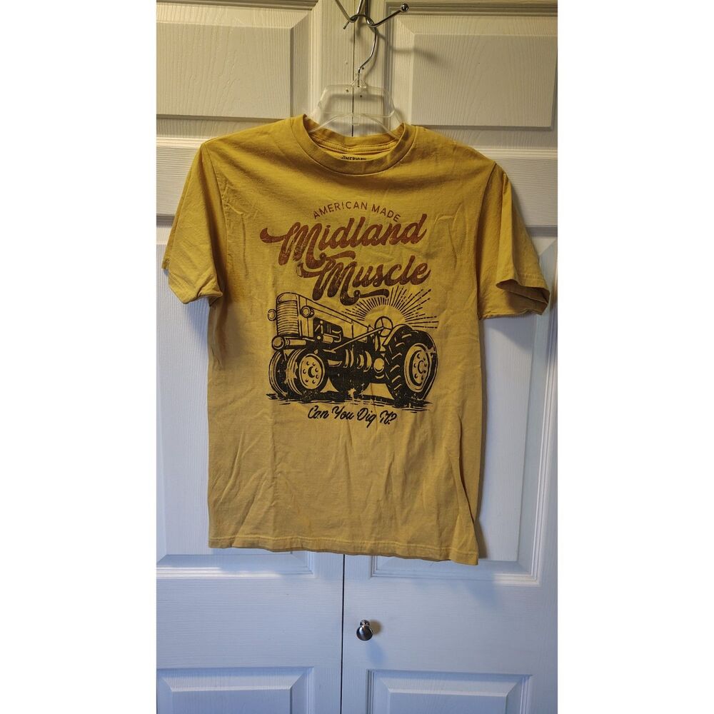 American Highway Midland Muscle Tractor T-Shirt Mustard Yellow Men's Medium